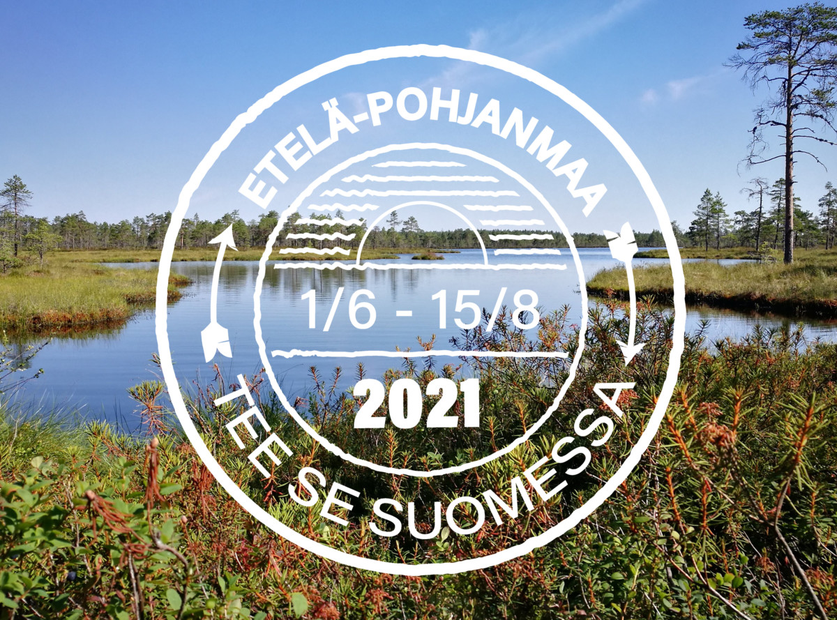 Tee se Suomessa valkoinen logo suomaisema kuvan päällä.